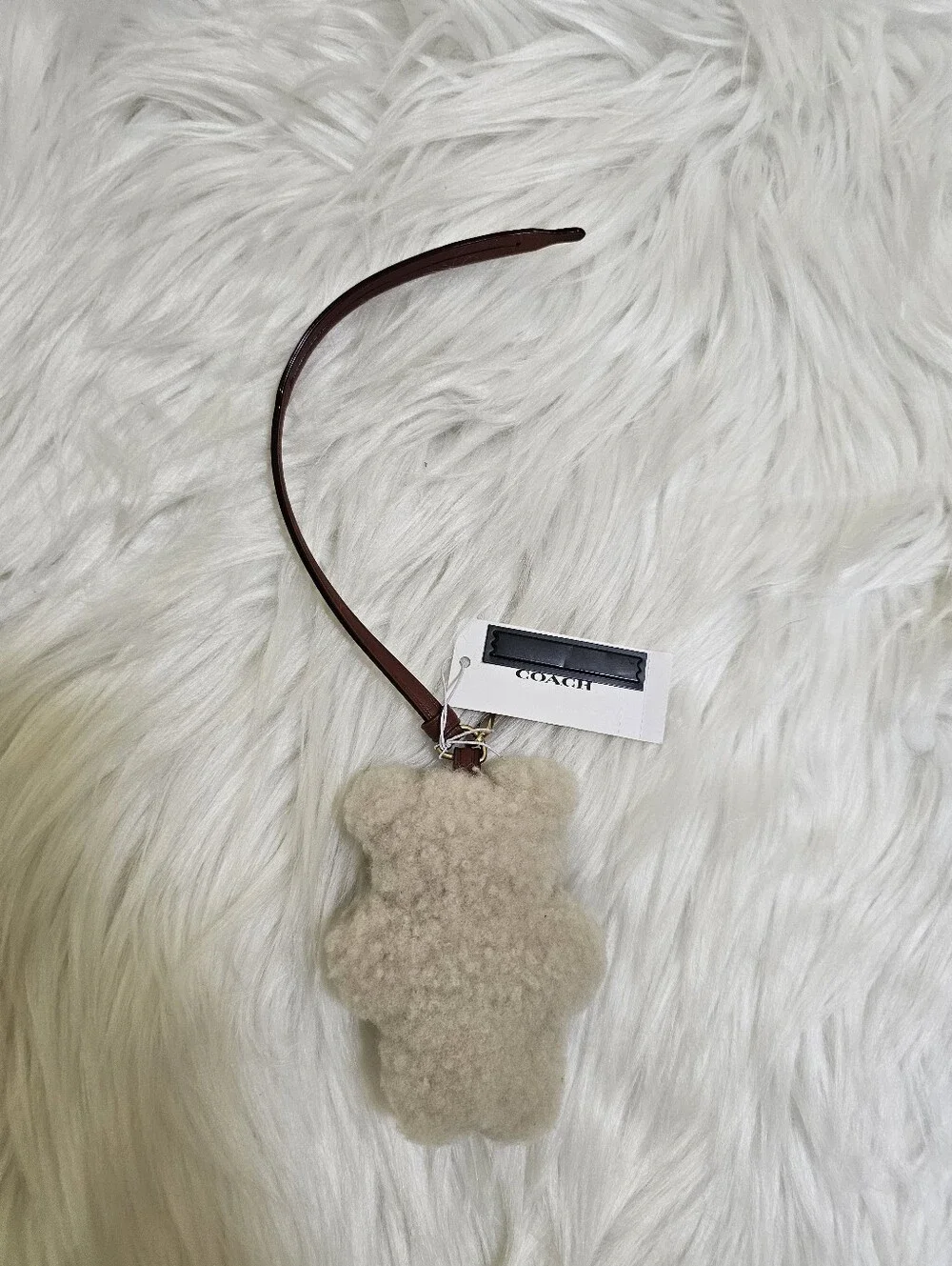 Coach Bear Puffy Bag Charm in Shearling